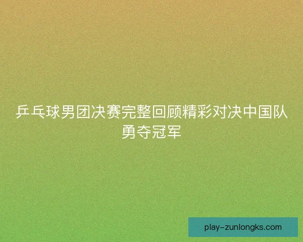 乒乓球男团决赛完整回顾精彩对决中国队勇夺冠军