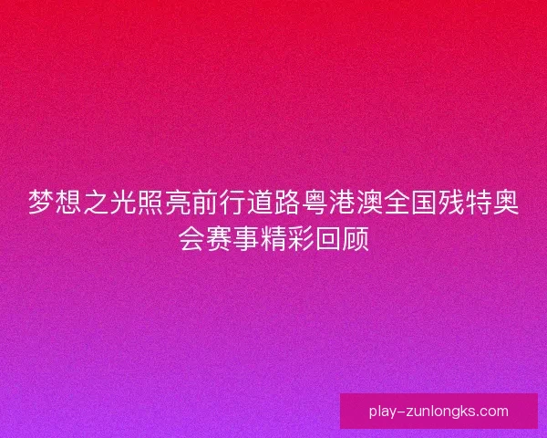 梦想之光照亮前行道路粤港澳全国残特奥会赛事精彩回顾 梦想之光照亮前行道路粤港澳全国残特奥会赛事精彩回顾
